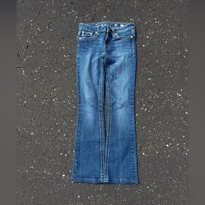 Miss Me JP5059 Boot Cut Embroidered Blue Denim Jeans Womens 28